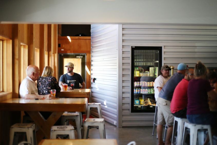 The inside of Over Time Beer Works tasting room